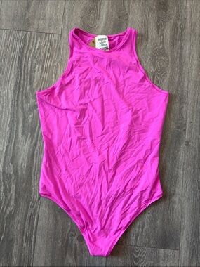 Bright Pink Sleeveless High-Neck Bodysuit (sleepwear)